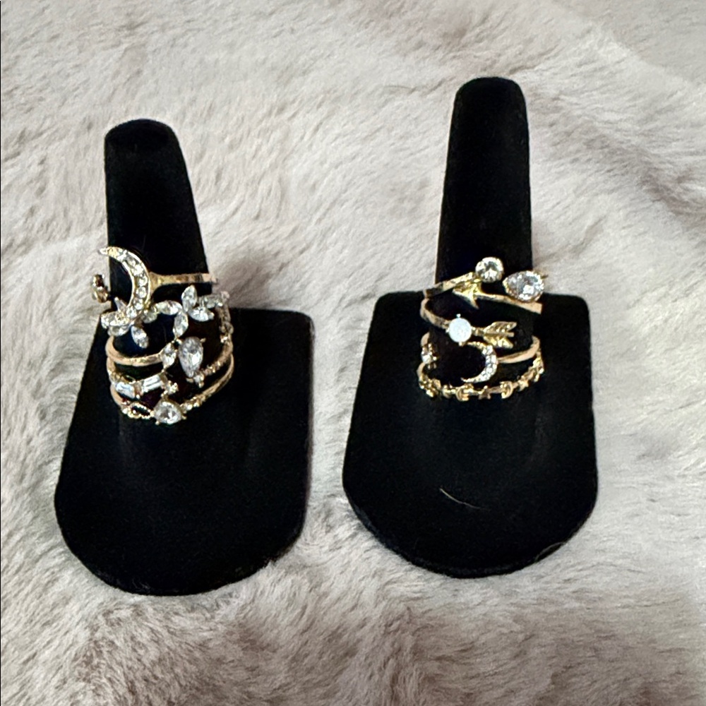 Gold-Tone Crystal Accent Women's Statement Ring - stackable